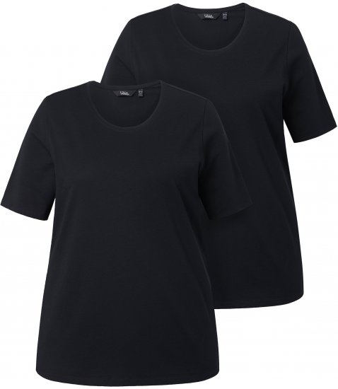 Ulla Popken Scoop Neck Short Sleeve Tee Black - T-shirts - 