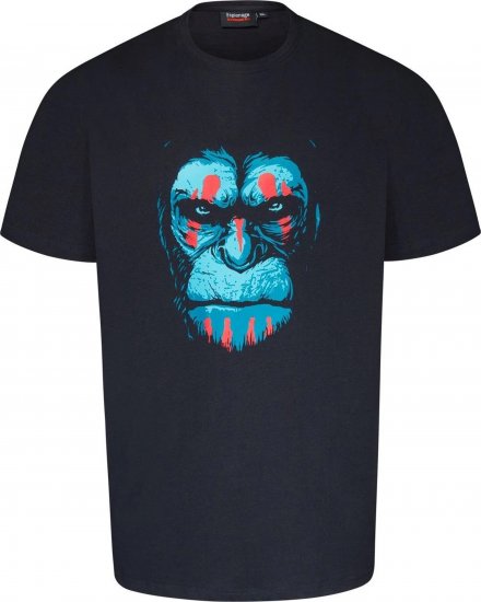 Espionage T415 Chimp Printed T-Shirt Navy - T-shirts met opdruk - T-shirts met opdruk grote maten