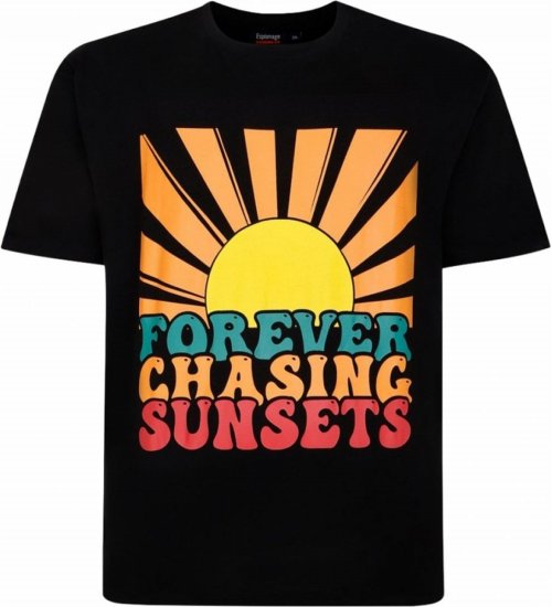 Espionage T421 Chasing Sunset Printed T-Shirt - T-shirts - Grote Maten T-shirts Heren