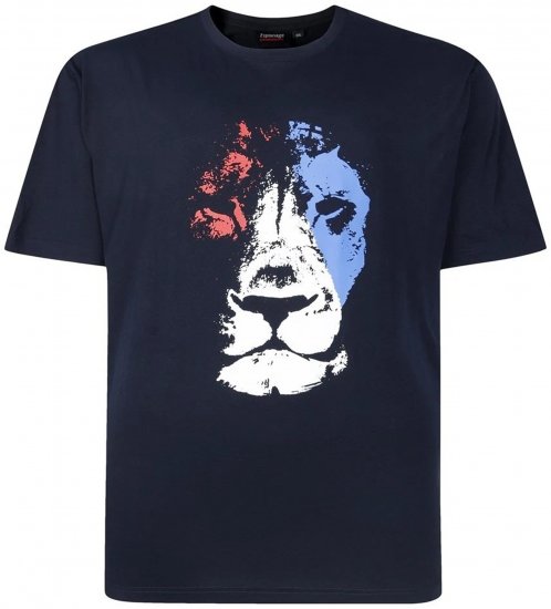 Espionage T440 Abstract Lion Printed T-Shirt Navy - T-shirts met opdruk - T-shirts met opdruk grote maten