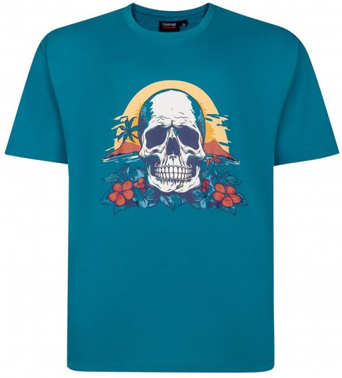 Espionage T452 Skull Island Printed T-Shirt Jade - T-shirts met opdruk - T-shirts met opdruk grote maten