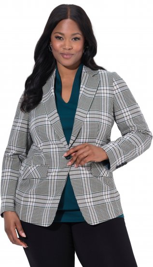 Ulla Popken Geruite Blazer Groen - Blazers - 