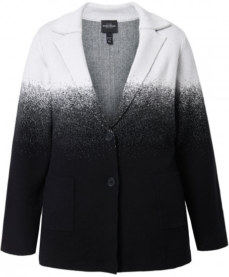 Ulla Popken Gebreide Blazer Met Kleurverloop Zwart/Wit - Blazers - 