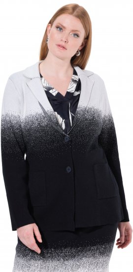Ulla Popken Gebreide Blazer Met Kleurverloop Zwart/Wit - Blazers - 