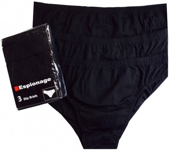 Espionage U002 3-Pack Slip Briefs Black - Slips - Herenslips in Grote Maten 