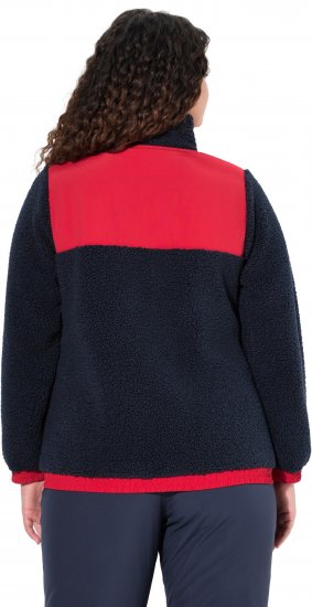 Ulla Popken Color Block Teddy Fleece Jacket Navy - Sweaters & hoodies - 