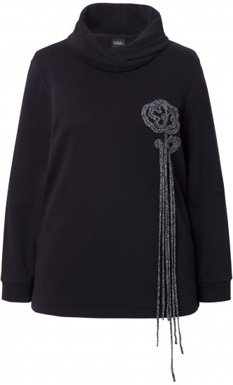 Ulla Popken Ribbon Detail Turtleneck Sweatshirt Black - Sweaters & hoodies - 