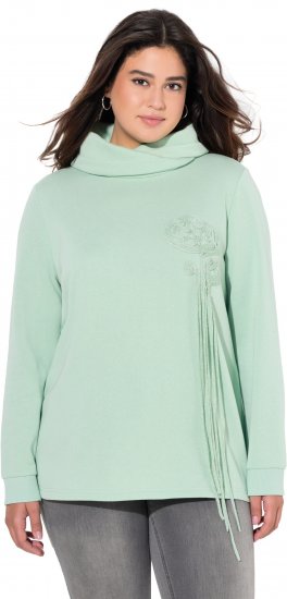 Ulla Popken Ribbon Detail Turtleneck Sweatshirt Mint Green - Sweaters & hoodies - 