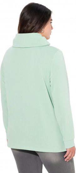 Ulla Popken Ribbon Detail Turtleneck Sweatshirt Mint Green - Sweaters & hoodies - 