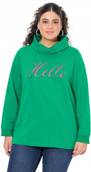 Ulla Popken HELLO Classic Fit Stand-Up Collar Sweatshirt Emerald Green - Sweaters & hoodies - 
