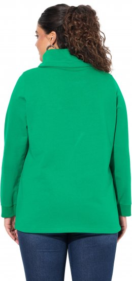Ulla Popken HELLO Classic Fit Stand-Up Collar Sweatshirt Emerald Green - Sweaters & hoodies - 
