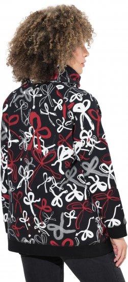 Ulla Popken Ribbon Print Turtleneck Sweatshirt Black - Sweaters & hoodies - 