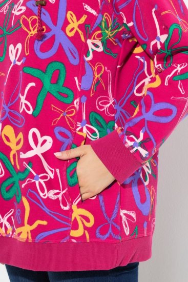 Ulla Popken Ribbon Print Turtleneck Sweatshirt Cherry Red - Sweaters & hoodies - Warme Sweaters, Hoodies & Truien