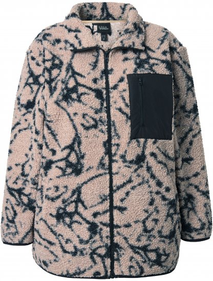Ulla Popken Marble Print Teddy Fleece Jacket Dark Putty - Sweaters & hoodies - 