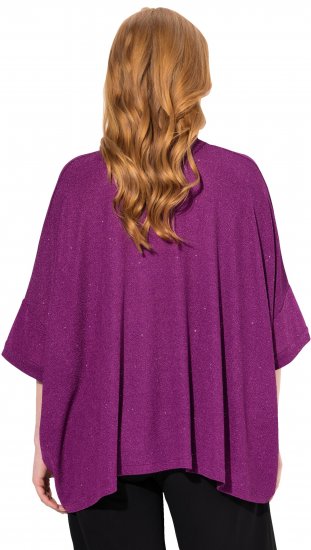 Ulla Popken Sparkling Draped Collared Tee Mulberry - Bedrukte T-shirts voor dames - 