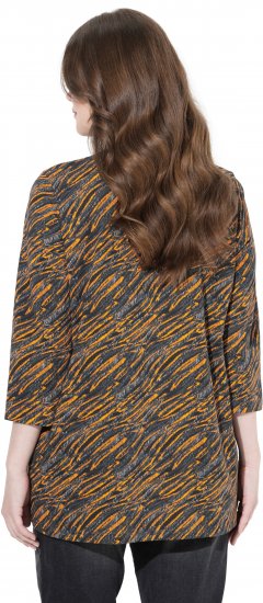 Ulla Popken Graphic Print 3/4 Sleeve Tee Neon Orange - Bedrukte T-shirts voor dames - 