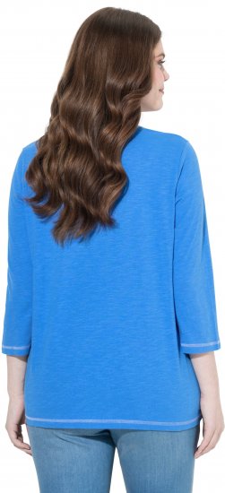 Ulla Popken Make It Amazing 3/4 Sleeve Graphic Tee Pacific Blue - Bedrukte T-shirts voor dames - 