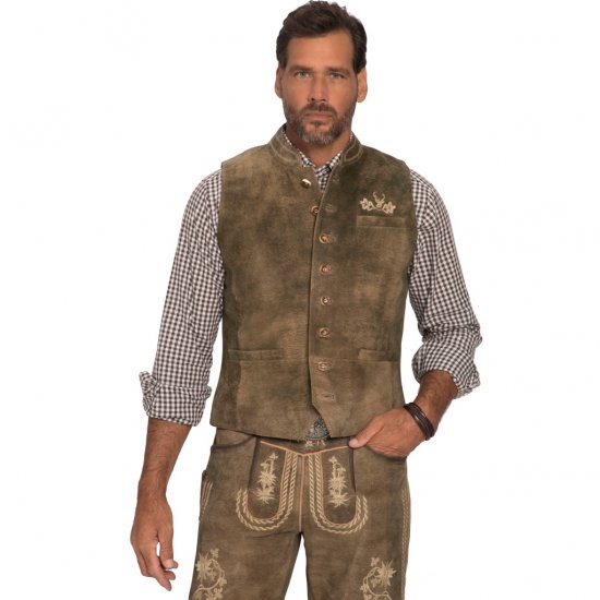 JP1880 Vest Goat Suede Traditional Moss Green - Feestkleding - Feestkleding – Vier in stijl en comfort