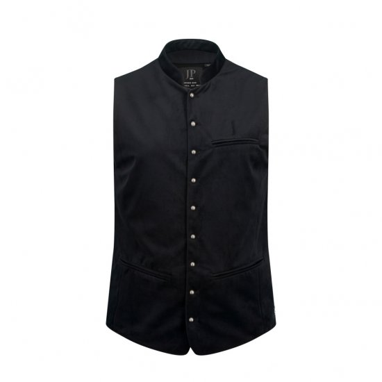 JP1880 Velvet Vest Traditional Black - Jassen - Grote Maten Herenjassen