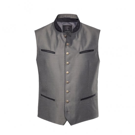 JP1880 Vest Traditional With Embroidery Silver - Jassen - Grote Maten Herenjassen
