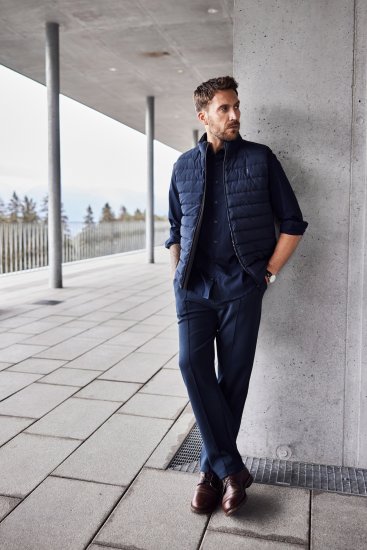 JP1880 Quilted Vest Techno Down Padding Navy - Jassen - Grote Maten Herenjassen