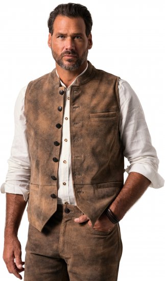 JP1880 Vest Traditional Cowhide Brown - Trachten & Oktoberfest - Oktoberfest kleding in grote maten (Trachten)
