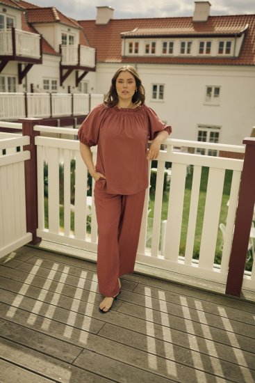 Kaffe Curve Emilia Wide Pants Henna Brown - Broeken - 