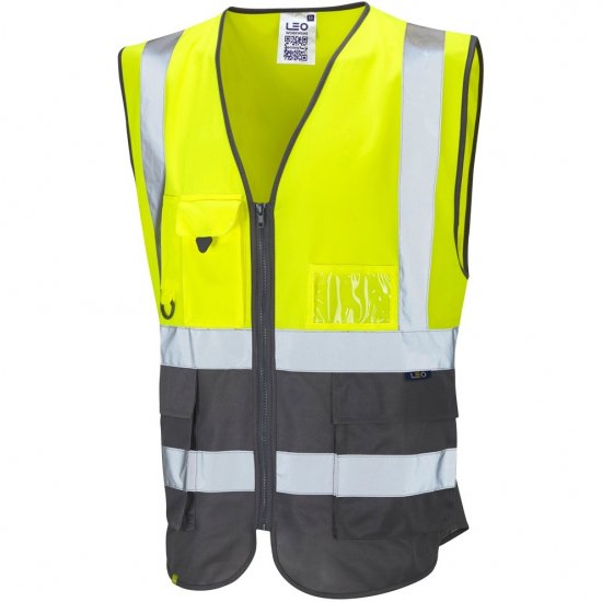 Leo Lynton Ecoviz Superior Waistcoat Hi-Vis Yellow/Grey - Werkkleding - Werkkleding Grote Maten Heren