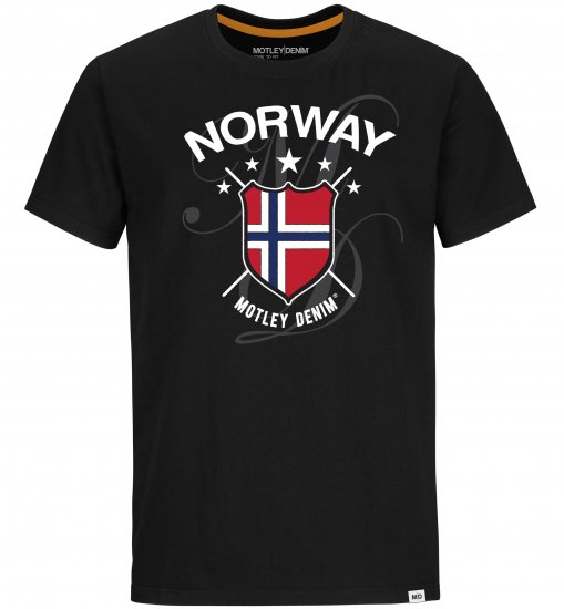 Motley Denim Norway T-shirt Black - T-shirts - Grote Maten T-shirts Heren
