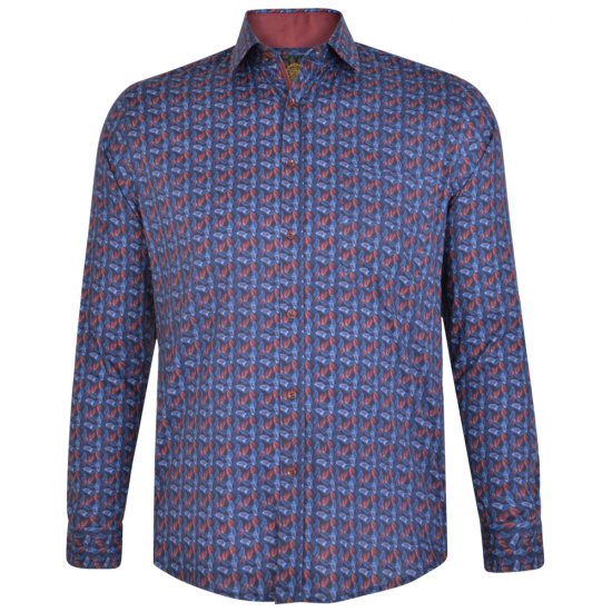 Kam Jeans P005 LS Digital Leaf Print Shirt - Hemden - Overhemden Grote Maten Heren