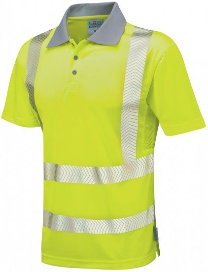 Leo Woolacombe Coolviz Plus Polo Hi-Vis Yellow - Werkkleding - Werkkleding Grote Maten Heren