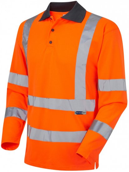 Leo Woolsery Coolviz L/S Polo Shirt Hi-Vis Orange - Werkkleding - Werkkleding Grote Maten Heren