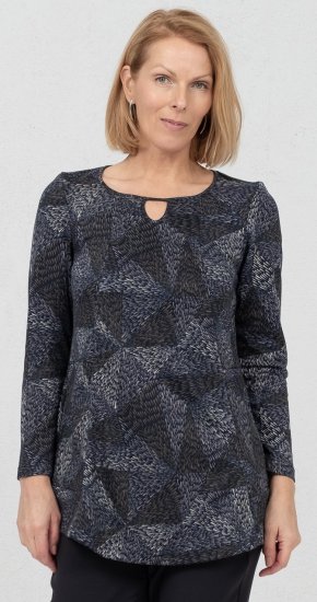 Scandinavian Caramel Triangles Tunic Dark Blue - Bedrukte T-shirts voor dames - 