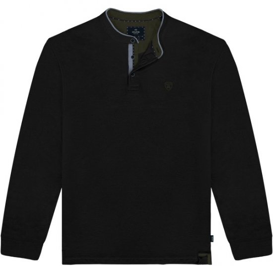 Double Outfitters PS-3099 Polo Shirt Mao Collar Black - Polo shirts - Grote Maten Poloshirts Heren