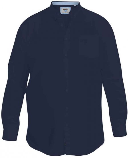 D555 Richard Long Sleeve Oxford Shirt Navy - Hemden - Overhemden Grote Maten Heren