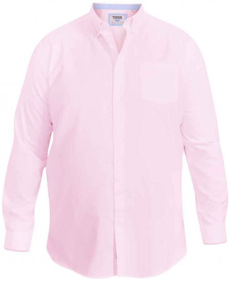 D555 Richard Long Sleeve Oxford Shirt Pink - Hemden - Overhemden Grote Maten Heren