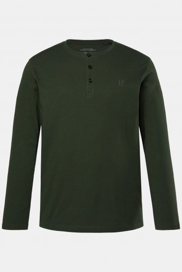 JP1880 Henley Shirt Long Sleeve Dark Green - T-shirts - Grote Maten T-shirts Heren