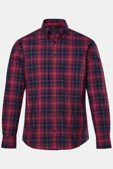 JP1880 Checked Shirt Long Sleeve Red - Hemden - Overhemden Grote Maten Heren