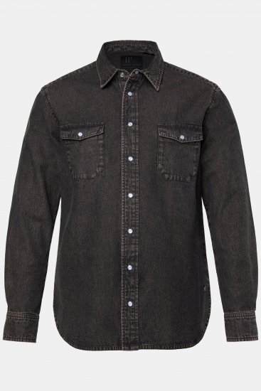JP1880 Denim Shirt Flexnamic Dark Brown - Hemden - Overhemden Grote Maten Heren