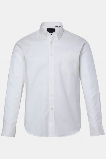 JP1880 Oxford Shirt Flexnamic Long Sleeve Snow White - Hemden - Overhemden Grote Maten Heren