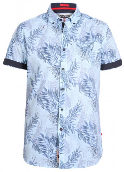 D555 Santana Hawaii Shirt Sky Blue - Hemden - Overhemden Grote Maten Heren