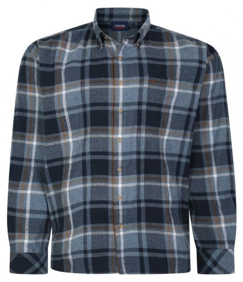 Espionage SH394 Geborsteld geruit overhemd airforce/navyblauw - Hemden - Overhemden Grote Maten Heren