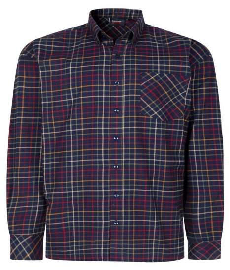 Espionage SH448 Geborsteld geruit overhemd navyblauw/multi - Hemden - Overhemden Grote Maten Heren