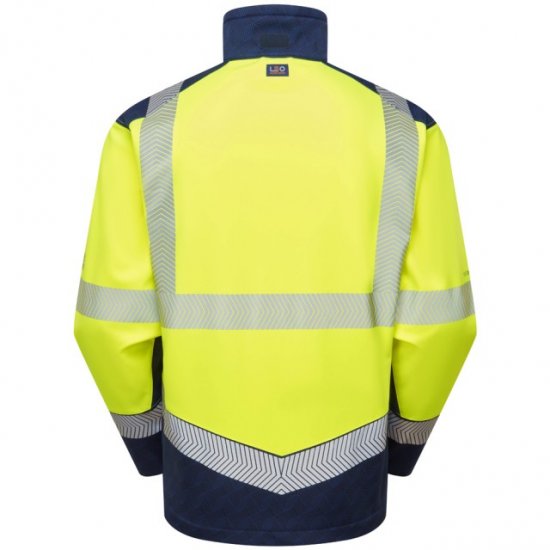 Leo Bowden Ecoviz Softshell Jacket Hi-Vis Yellow/Navy Print - Werkkleding - Werkkleding Grote Maten Heren