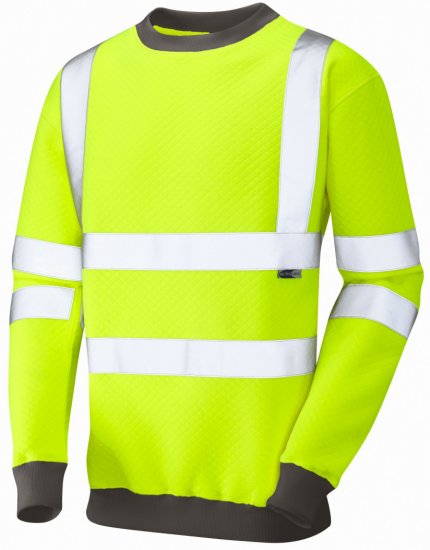 Leo Winkleigh Crew Neck Sweatshirt Hi-Vis Yellow - Werkkleding - Werkkleding Grote Maten Heren