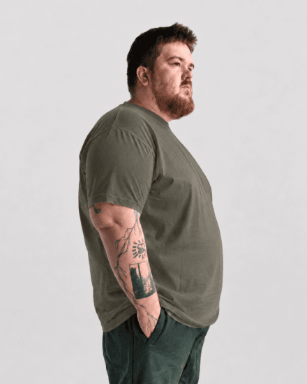 Motley Denim Stockholm T-shirt Dark Khaki - T-shirts - Grote Maten T-shirts Heren