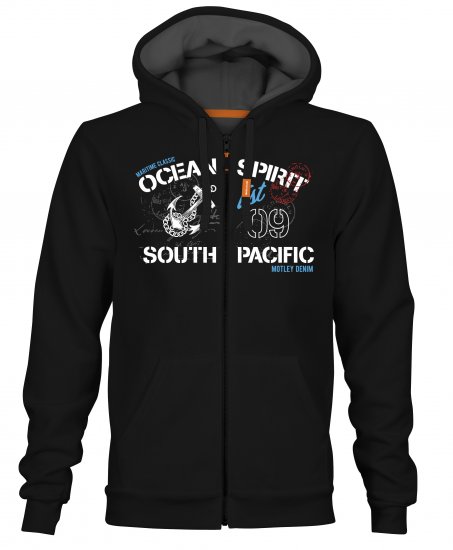 Motley Denim Strand Hoodie Black - Sweaters & hoodies - Sweaters & Hoodies Grote Maten Heren