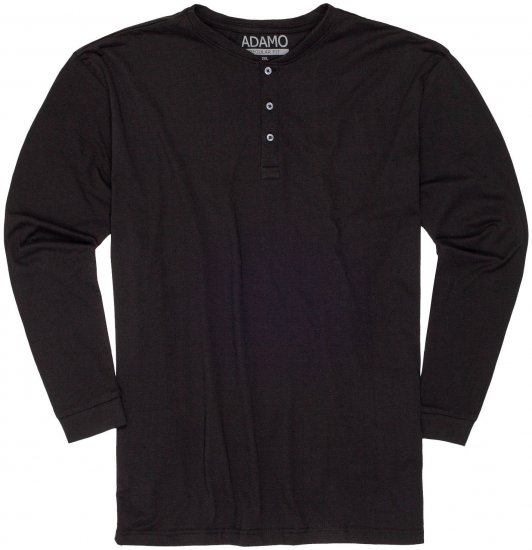 Adamo Sven Regular fit Serafino Long sleeve T-shirt Black - T-shirts - Grote Maten T-shirts Heren