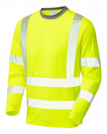 Leo Capstone Coolviz Plus Long Sleeve T-shirt Hi-Vis Yellow - Werkkleding - Werkkleding Grote Maten Heren