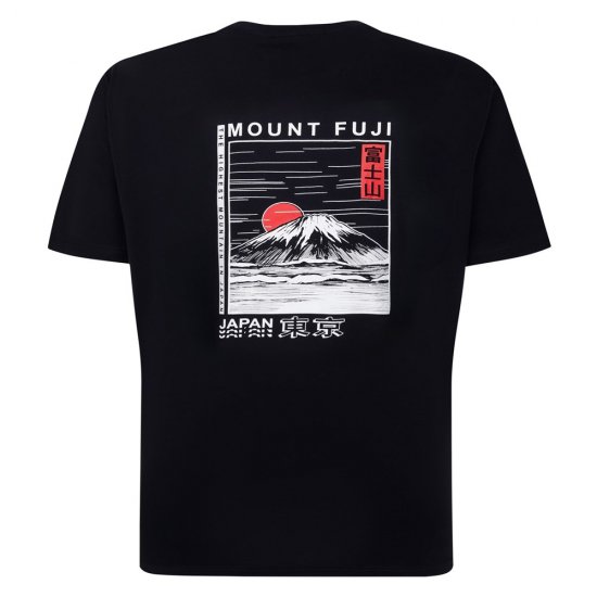 Espionage T422 T-shirt met Mount Fuji-print Marineblauw - T-shirts - Grote Maten T-shirts Heren